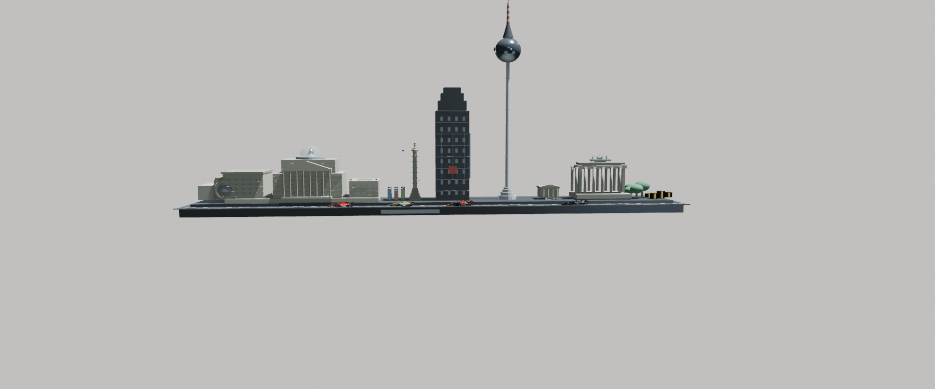 Berlin diorama with F1 cars